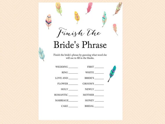 Finish the brides phrase